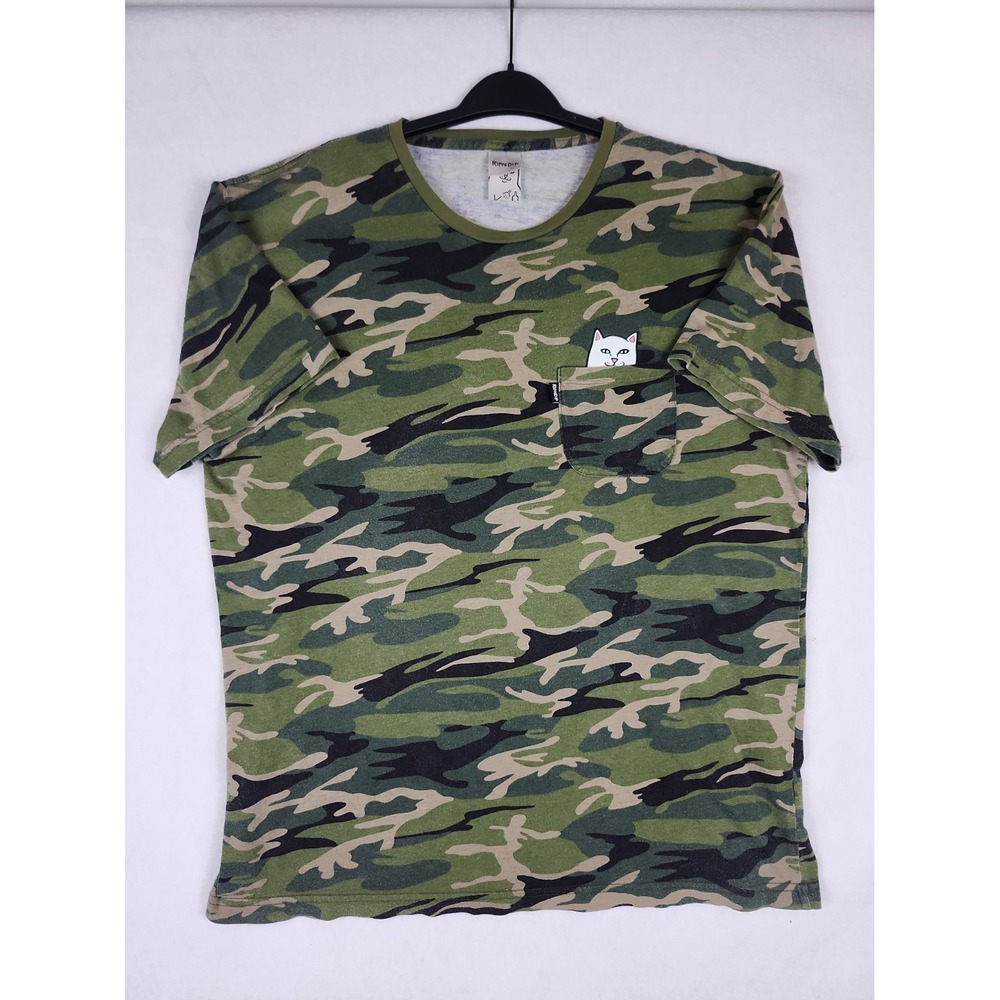 RIPNDIP T-Shirt Mens XL Camouflage All Over Print Pocket Short Sleeve Crew Neck